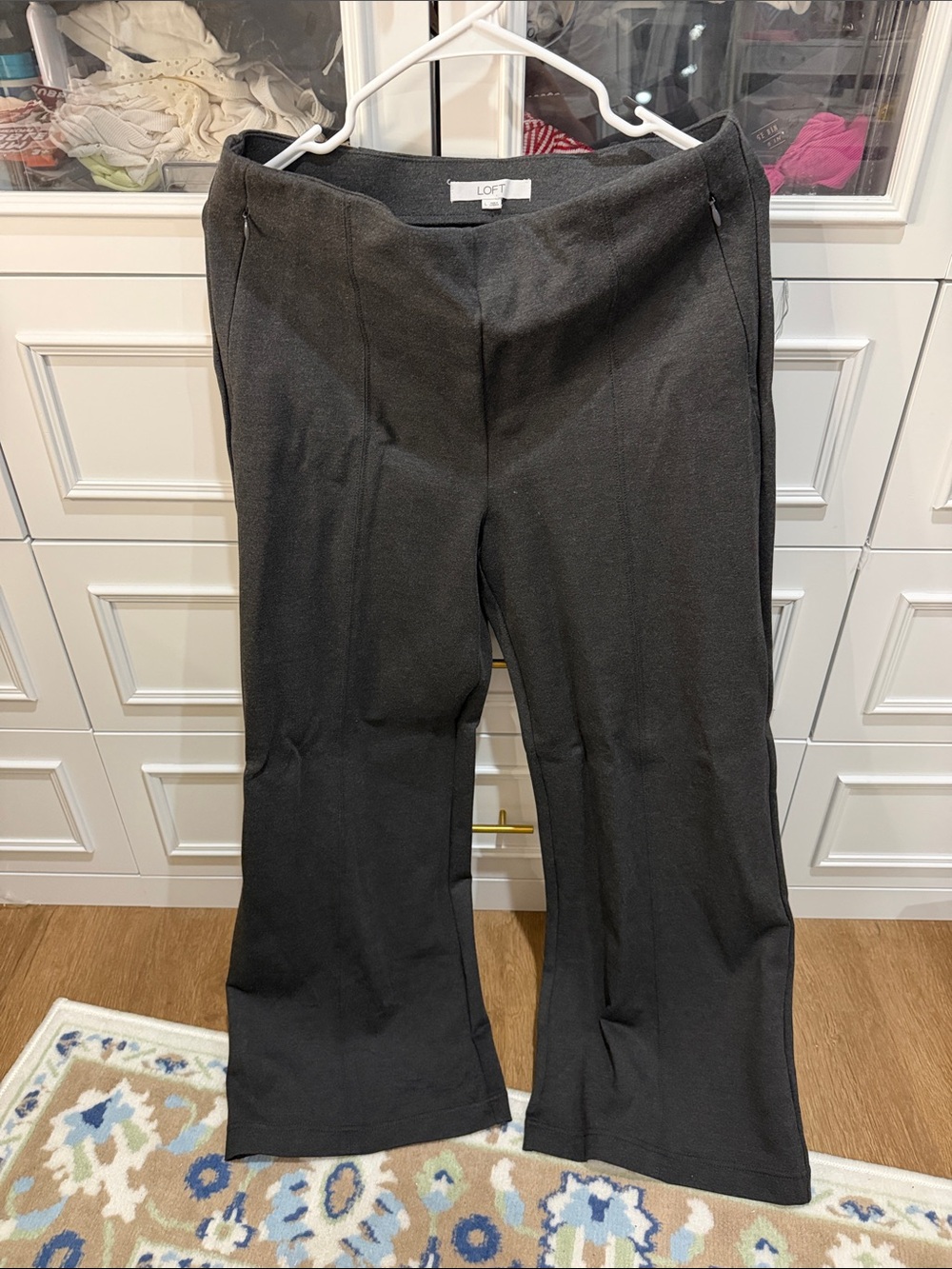 LOFT Black Boot-Cut Stretch Pants